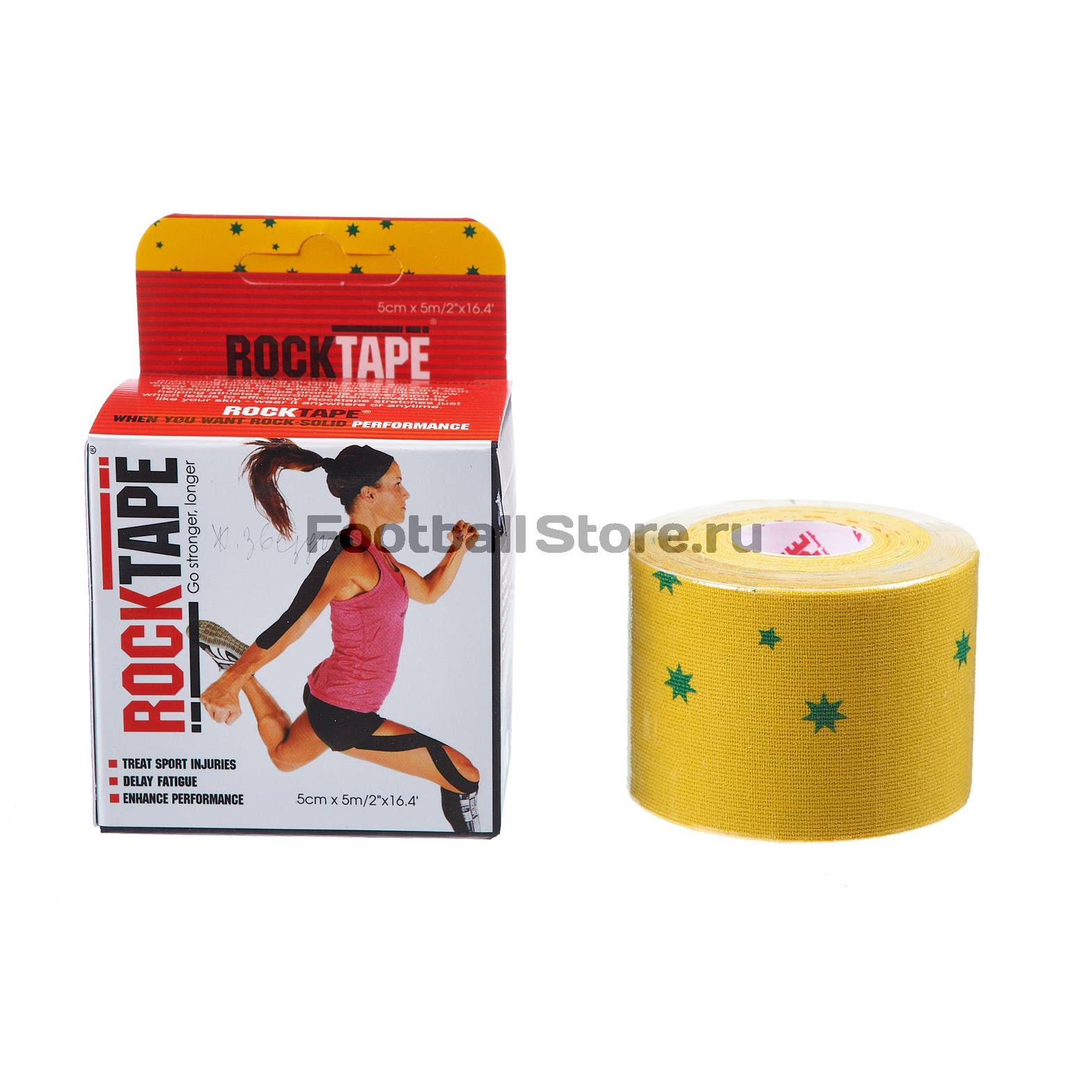 Тейп RockTape Кинезиотейп Design, 5см х 5м, желтый со звездами