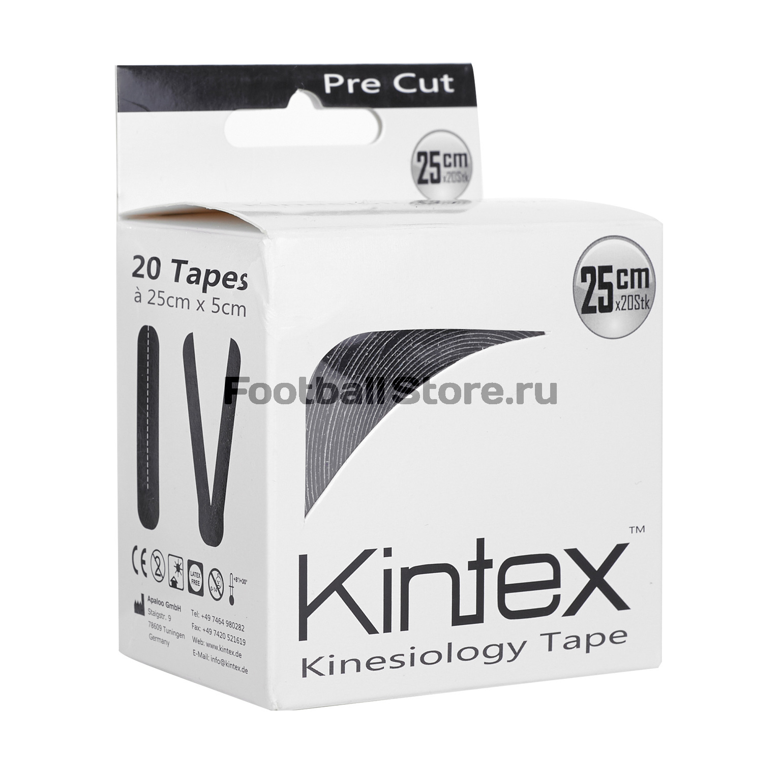 Тейп Kintex Кинезиотейп, PreCut, 25см х 20 шт., черный