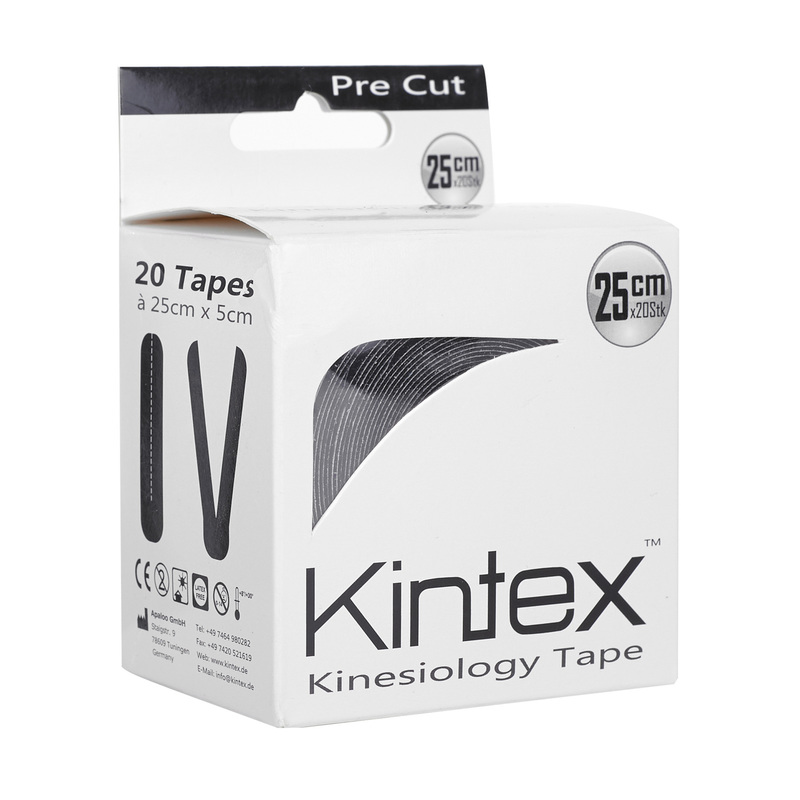 Тейп Kintex Кинезиотейп, PreCut, 25см х 20 шт., черный