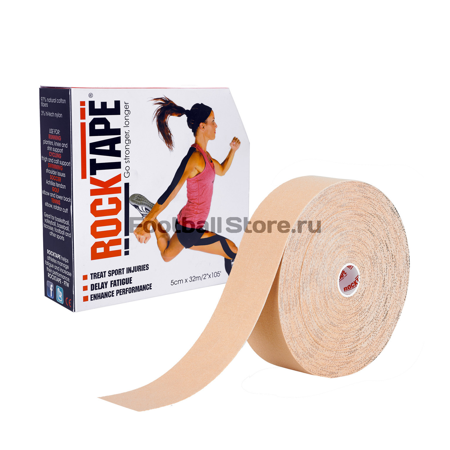 Тейп Rocktape Bulk, 5см x 32м, телесный