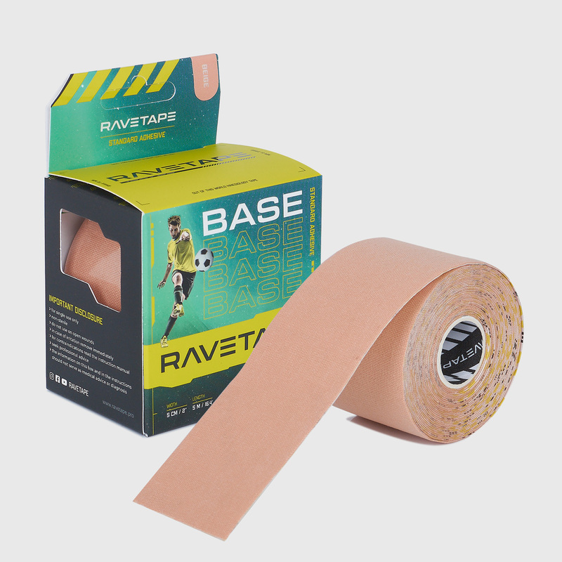 Тейп Ravetape Base Кинезиотейп, 5см x 5м, телесный