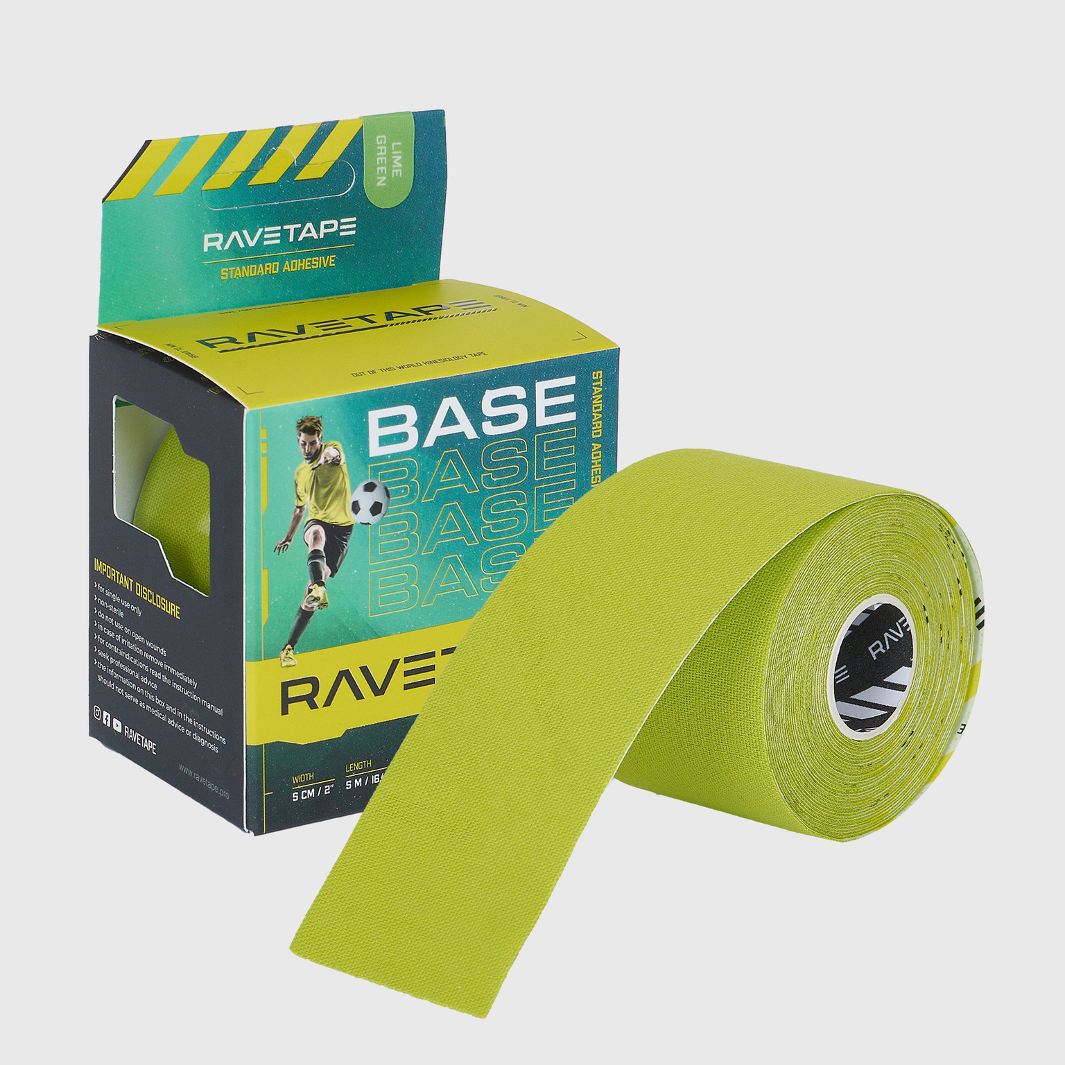 Тейп Ravetape Base Кинезиотейп, 5см x 5м, лайм