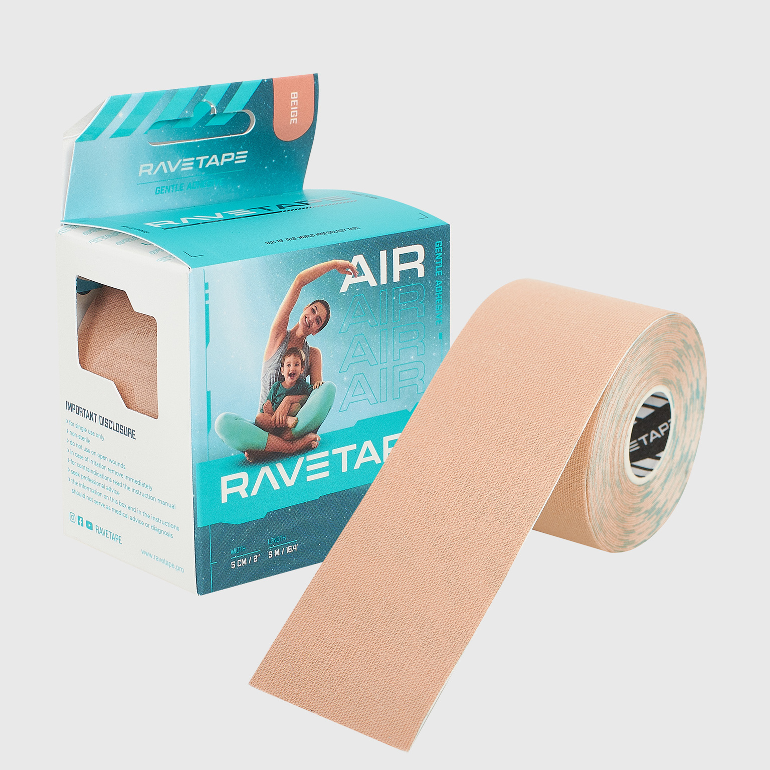 Тейп Ravetape Air 5см х 5м, телесный