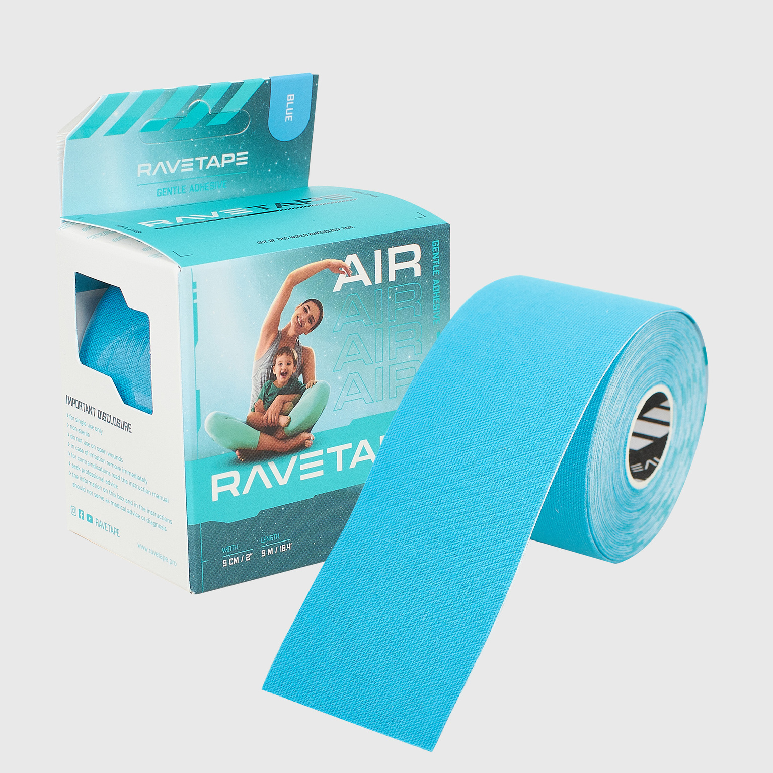 Тейп Ravetape Air 5см х 5м, голубой