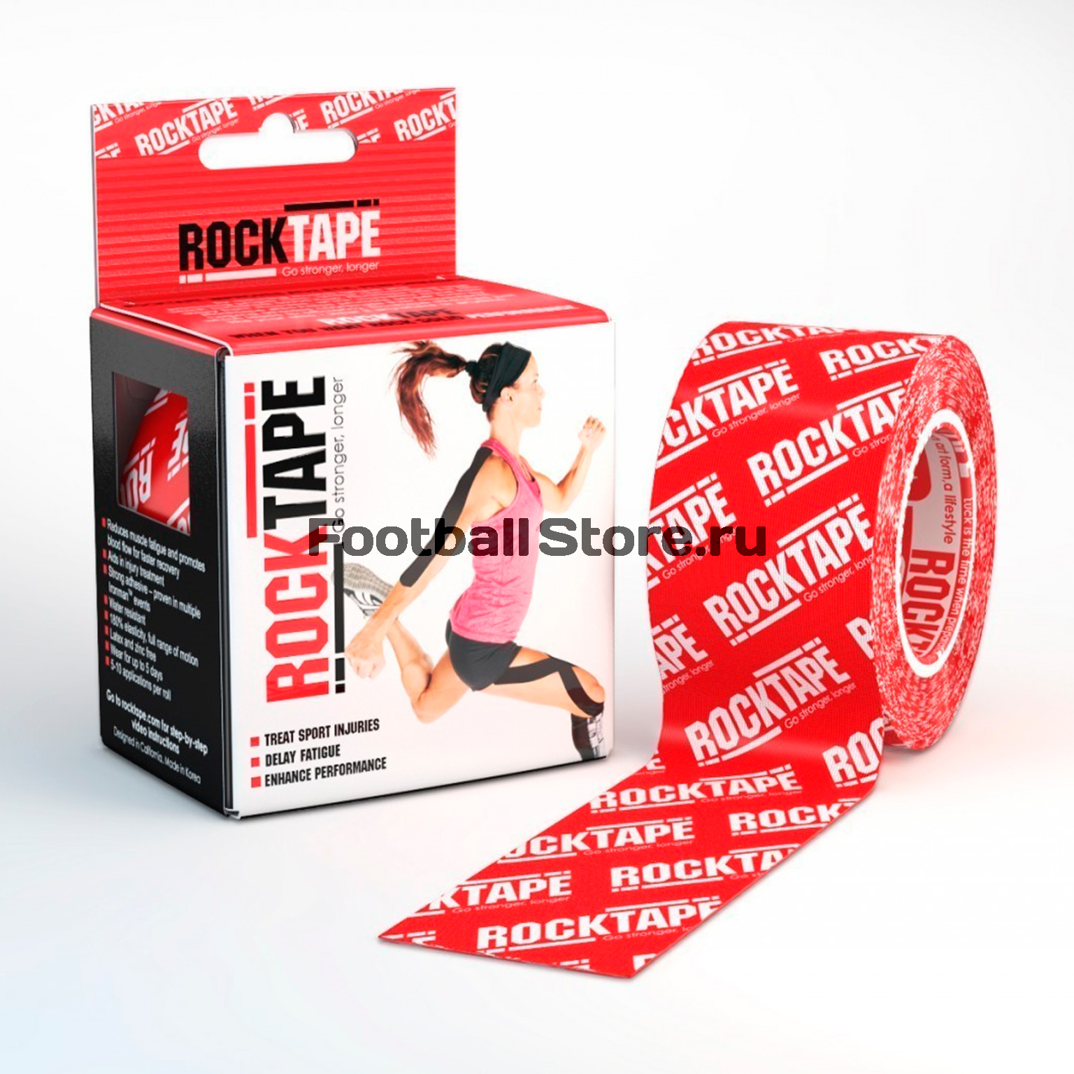 Тейп Кинезио Rocktape, classic, крас. лого 5см х 5м