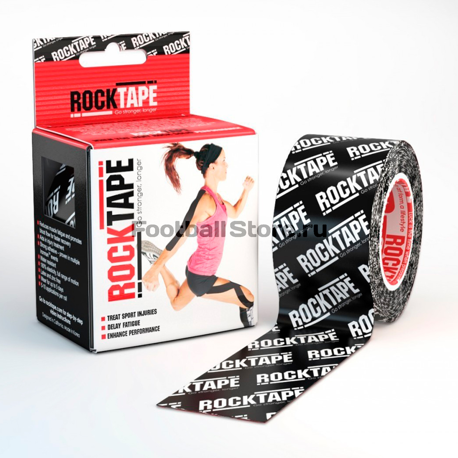 Тейп Кинезио Rocktape, classic, черн. лого 5см х 5м