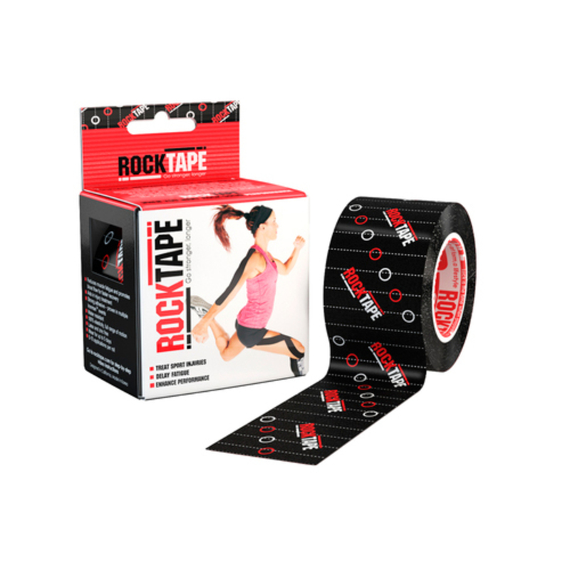 Тейп Кинезио Rocktape, classic, черный с логотипом 5см х 5м