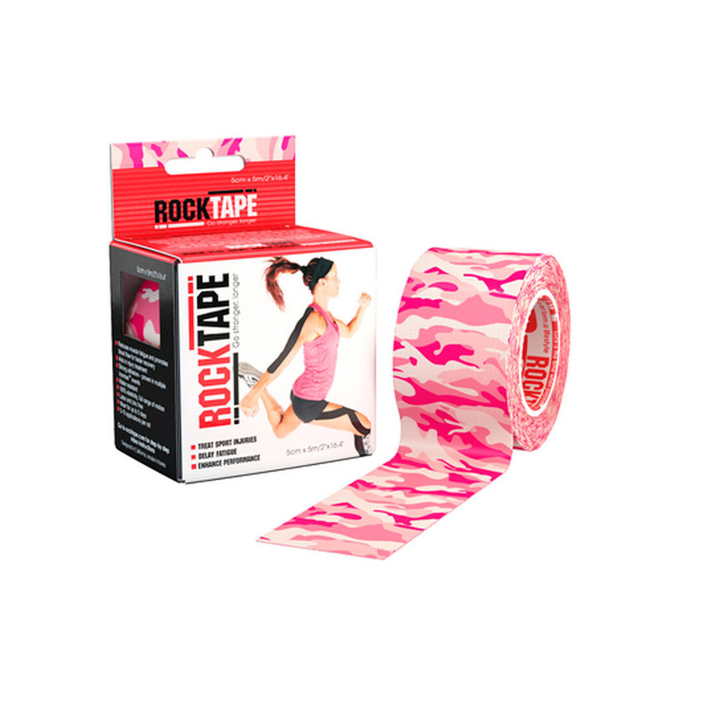 Тейп Кинезио Rocktape, design, розовый. камуфляж 5см х 5м